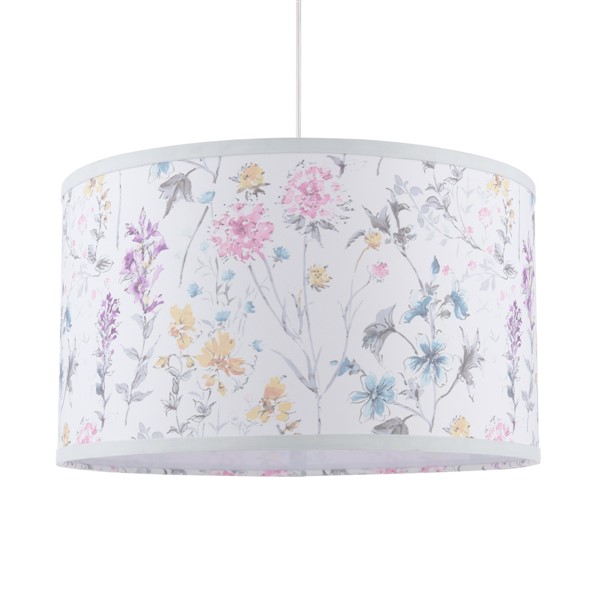 (image for) Laura Ashley Wild Meadow Multi Blue Cotton Drum Shade 38cm